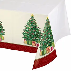 Xmas Holiday Lace Tablecloths/plastic Christmas Table Cloth/Christmas Fitted Table Cover