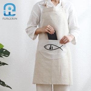 Ensemble de Six pièces de tabliers de cuisine pour femmes, gantelets de cuisson avec écharpe, accessoires de cuisine, en <span class=keywords><strong>lin</strong></span>, longues manches - Product Image 4