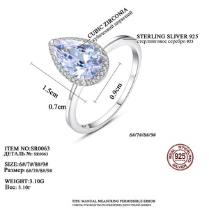 CZCITY – bague de mariage en argent 925, nouvelle mode de luxe unique en forme de goutte d'eau, pierre de cristal CZ, Design - Product Image 2