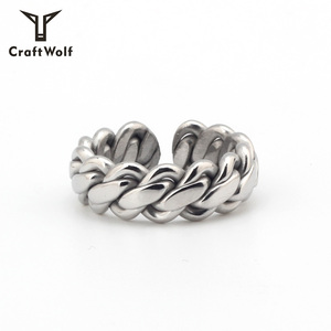 Craft Wolf 2026 Joyería <span class=keywords><strong>Fina</strong></span> de Moda <span class=keywords><strong>para</strong></span> Mujer y Hombre, Anillo de Cadena Cubana Delicado de Acero Inoxidable Chapado en Oro y Plata, Fábrica de Joyería - Product Image 5