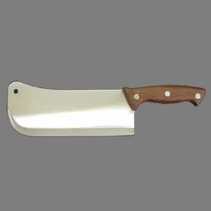 Качественный тяжелый мясницкий нож с деревянной ручкой