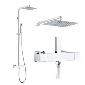 Grifo de <span class=keywords><strong>ducha</strong></span> de cerámica cuadrado de pared con temperatura constante <span class=keywords><strong>y</strong></span> elevación de <span class=keywords><strong>aire</strong></span>, <span class=keywords><strong>mezclador</strong></span> con cabezal de <span class=keywords><strong>ducha</strong></span> de ahorro de <span class=keywords><strong>agua</strong></span> - Product Image 1