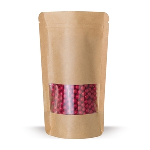 Bolsa de papel Kraft marrón con ventana y cremallera, cierre para embalaje de alimentos, cereales, arroz, guisantes, precio de fábrica - Product Image 6