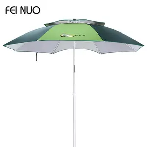 Sunshade Beach Umbrellas Big Uv Protection Outdoor Double Layer Ventilated Sunshade Fishing Beach Umbrella With Logo Prints