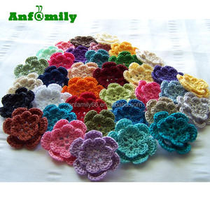 Fiori decorativi colorati in cotone all'uncinetto fatti a mano per <span class=keywords><strong>orecchini</strong></span> affascinanti - Product Image 1