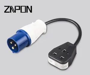 Konverter ZNPON 16A Plug Ke 13A UK Socket Fly Lead