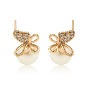 Boucles d'oreilles xup en forme de papillon, pour femme, bijoux en perles blanches, en or, tendance <span class=keywords><strong>93150</strong></span> - Product Image 1