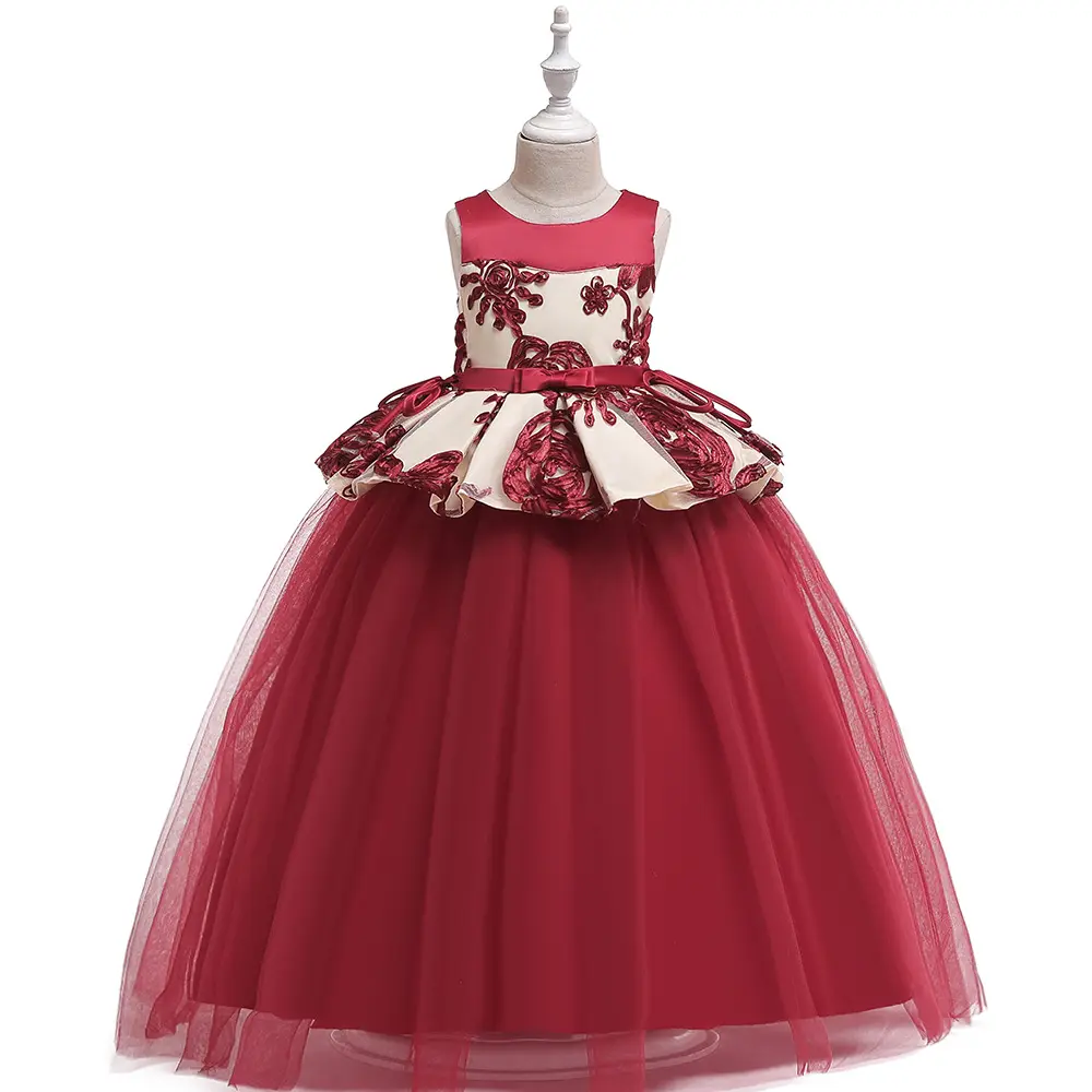 Teen clothes 5-15years children frocks designs smocking formal dress in stock birthday tulle princess girls puffy party dress