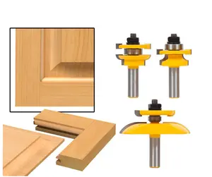 L-N003 17# 1/2" Shanks Round Over Rail & Stile with Cove Panel Raiser 3 Bit Router Bit Set Tenon Cutter for Woodworking Tools
