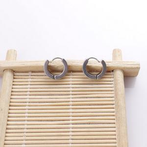 Boucles d'oreilles créoles rondes petites en <span class=keywords><strong>argent</strong></span> 925 plaqué pour femmes et hommes, boucles d'oreilles de nuit - Product Image 5
