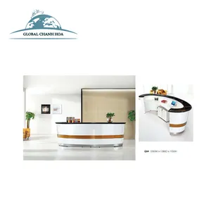 Hot Sale Classic French Style White High Gloss LED Modern Reception Desk