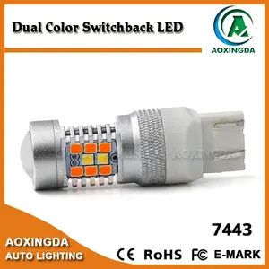 Aoxingda led 2835 + 3030 28w cor dupla super brilhante 1157 7443 3157