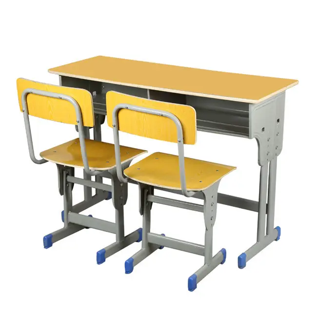 ราคาโรงงานสองที่นั่งโต๊ะโรงเรียนที่ทันสมัยและเก้าอี้