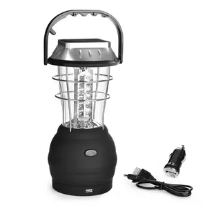 Mejor al aire libre LED dynamo camping linterna 36 LED solar recargable linterna Solar manivela Luz de camping