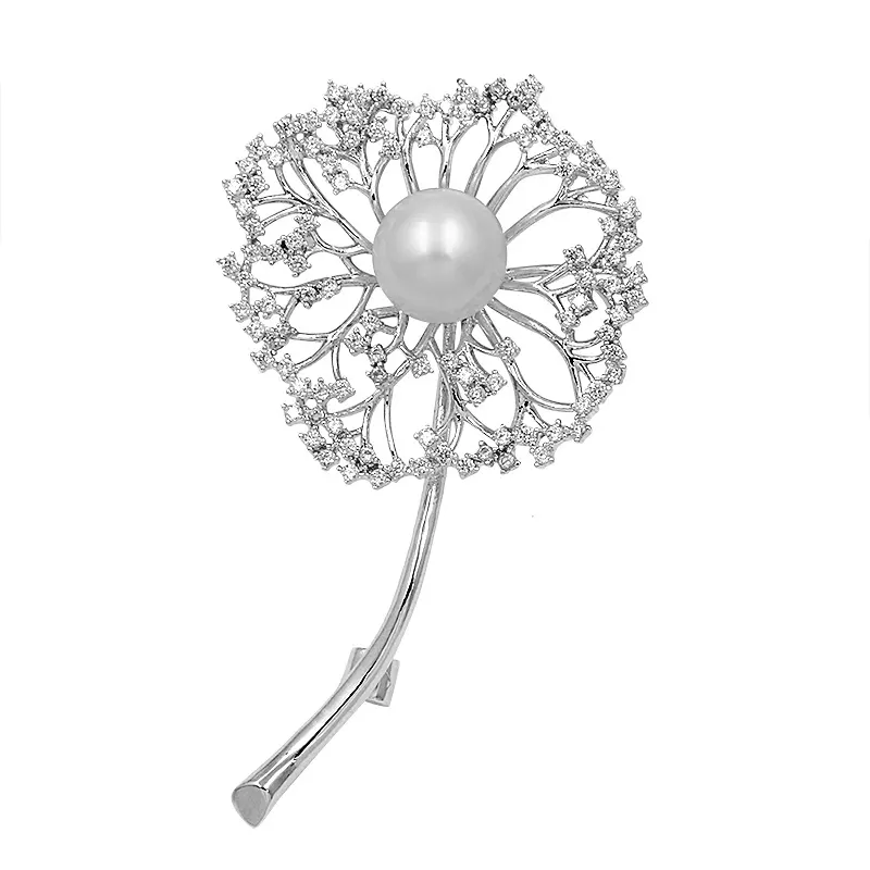 High Quality Cubic Zirconia Crystal Sparkly Zircon Dandelion Flower Brooch for Women Girls Fashion Costume Pins Jewelry