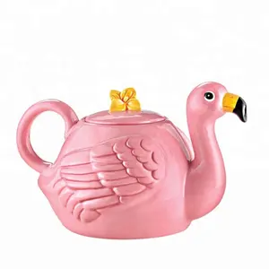可爱的粉红色厨房动物火烈鸟咖啡壶陶瓷茶壶