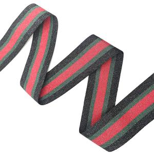 Nhà Máy Bán Polyester Twill Vải Màu Sắc Hỗn Hợp Sọc Dệt Sáng Bạc Kim Loại Túi <span class=keywords><strong>Ribbon</strong></span> - Product Image 1