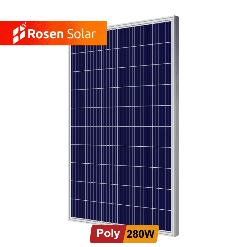 2023 Painel Solar ROSEN Shenzhen Painel Solar Telhado Folhas 30V Painel Solar Poli 280W