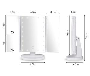Lighted Makeup <strong>Mirror</strong> Trifold Vanity <strong>Mirror</strong> with 22 LED <strong>Lights</strong> with 2X/3X/10X Magnification Touch Screen Dimming <strong>Light</strong> <strong>Mirror</strong> - Product Image 5