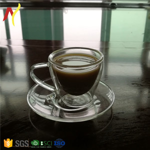70 ml vaso <span class=keywords><strong>de</strong></span> vidrio <span class=keywords><strong>de</strong></span> doble pared taza y platillo - Product Image 1