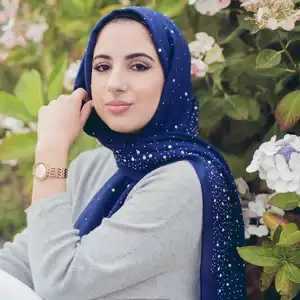 Оптовая продажа, красивый шифоновый высококачественный хиджаб scarfl с полным камнем, новый дизайн, изящный для мусульманских женщин