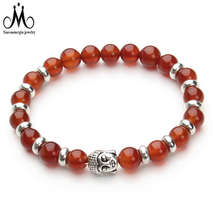 Freestyle bilezik tasarım kafa aslan baykuş buda kafatası Charm gümüş altın mat oniks siyah akik boncuk bilezik - Product Image 5