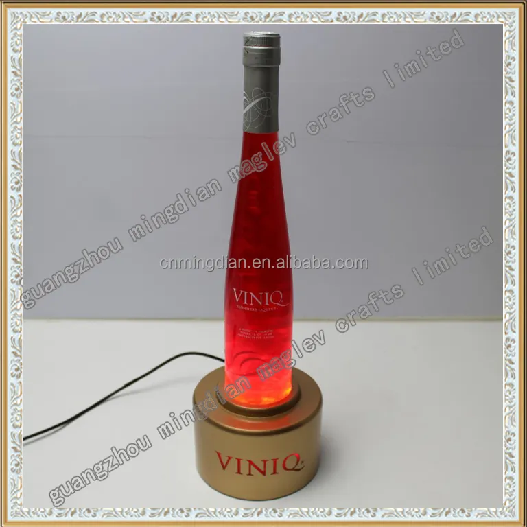 LED נוצץ יין בקבוק תצוגת stand, זהב אביבה יין stand, מסתובב למציגים
