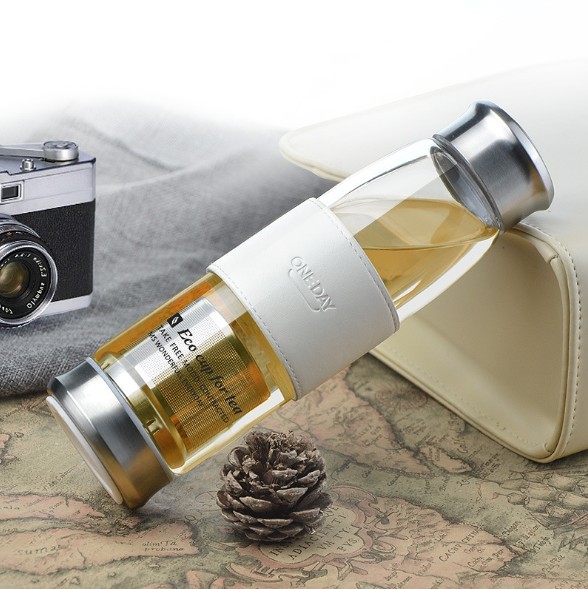 Wholesale Drinking Practical Portable Customized Printing Glass Water Bottle With Tea Filter For Camping Hiking