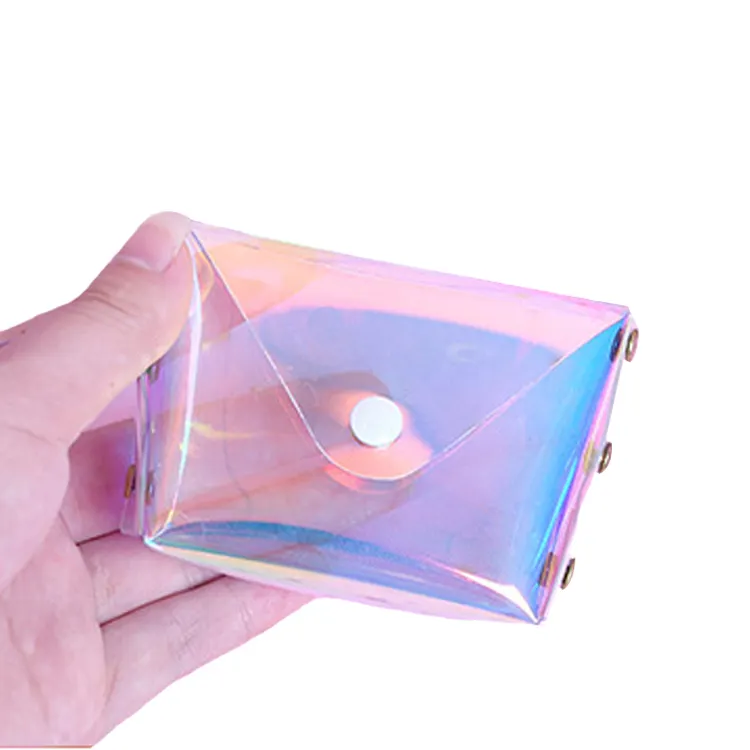 Promotion Fashion Waterproof Transparent Clear Wallet Girls Laser PVC Coin Purse For Women