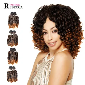 ريبيكا الأزياء 4 قطعة لينة النايلون الألياف الاصطناعية الشعر التمديد الشعر التمديد