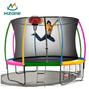 Mzone 6 8 10 12 13 14 15 16 Kaki Grosir Serat Kaca Senam Bulat Besar Anak-anak Trampolin Luar Ruangan dengan Lingkaran Basket