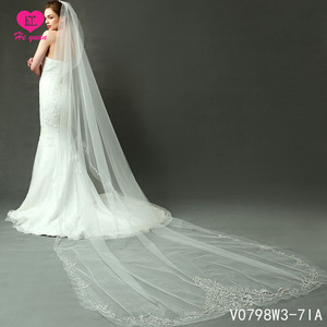 V0798W3-7IA कैथेड्रल लंबाई भारी बेडेड ब्राइडल घूंघट विलासिता - Product Image 2