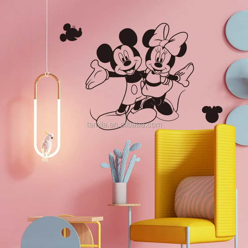 Lovely Mickey Minnie Mouse Cartoon Wall Stickers For Kids Room Decorations Wall Art Removable PVC Sticker Animal Home Decals