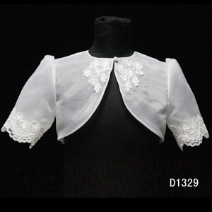 D1329 scialle da bambino in pizzo bianco con perline da sposa avvolge scialli mantelli da sposa giacca - Product Image 3