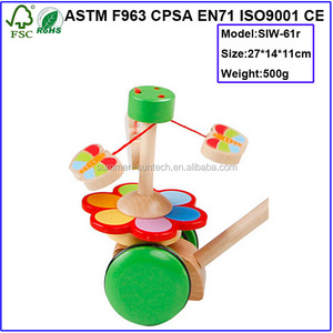 Madera Animal de la historieta lana sola carretilla niño rápido Walker mano del bebé juguetes de niño - Product Image 3