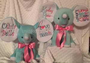 Vendita calda peluche peluche monogramma elefante annuncio di nascita giocattolo ricamato - Product Image 3