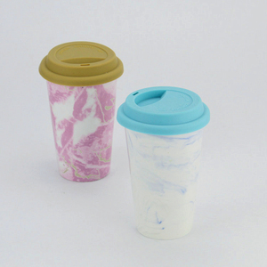 Regalo de <span class=keywords><strong>Navidad</strong></span> alivio diseño único mármol impreso café doble pared taza de viaje de cerámica - Product Image 5