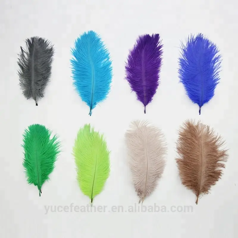 6-8 इंच (15-20 cm) उच्च गुणवत्ता बहु-रंग के लिए चिकनी शराबी प्राकृतिक शुतुरमुर्ग पंख हस्तनिर्मित DIY, headwear और कपड़े
