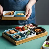 Atacado utensílios de mesa colorido quadrado de cerâmica restaurante de tapas servindo pratos