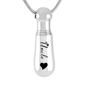 Cremation Ashes Urn Necklace Baseball Bat Exercise Memorial Pendant Stainless Steel Family Name Engraved Jewelry for Ashes