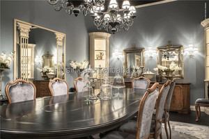 Mesa <span class=keywords><strong>y</strong></span> silla de <span class=keywords><strong>cena</strong></span> con castillo de madera tallada Vintage, mesa de comedor Ovalada para ocho, muebles de comedor románticos de rosa de Versalles - Product Image 3