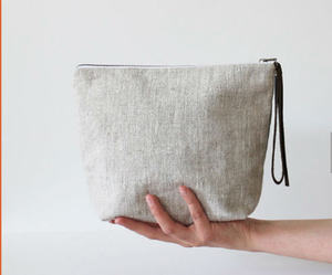 Pochette en toile de coton biologique 5 pièces, pochette d'emballage à fermeture éclair, sac de cosmétiques, en lin RPET naturel, pour maquillage - Product Image 1