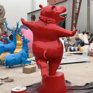Escultura artística de fibra de vidrio para Plaza de la calle, estatua de baile de <span class=keywords><strong>hipopótamo</strong></span>, chica bailarina de jardín, Animal, <span class=keywords><strong>hipopótamo</strong></span> - Product Image 2