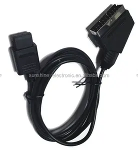 黑色PVC RGB Scart视频AV电缆电线引线游戏1.8米RGB视频电缆适用于Nintendo N64 NGC SNES