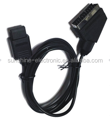 Black PVC RGB Scart Video AV Cable Cord Lead Gaming 1.8m RGB Video Cable for PAL Super for Nintendo N64 NGC SNES
