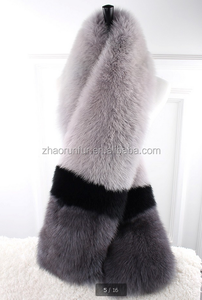 Luxe Long Naturel Blanc Bleu <span class=keywords><strong>Fourrure</strong></span> De Renard Étole Boa Châle Wrap Femmes Écharpe De <span class=keywords><strong>Fourrure</strong></span> De Renard - Product Image 3