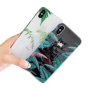 Hot Sell Crystal Clear Case Kunden spezifisches Design Green Leaves Case für iPhone Transparent TPU Soft Case