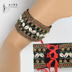 Tribal Belly Dance Costume Accessories Bronze Beads Wristband Armband Adjustable Fit Gypsy Jewelry Bracelets