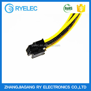 Molex5557 8-pin stecker auf 2 * 4pin Molex5557 buchse Gelb und schwarz braid kabelbaum - Product Image 4