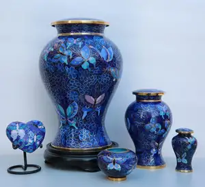 โกศบรรจุอัฐิ/ขวดเก็บอัฐิ งานฝีมือเคลือบโลหะ/โลหะเคลือบสี รุ่น P264 Elysse Blue <span class=keywords><strong>Cloisonne</strong></span> ขายส่ง - Product Image 1